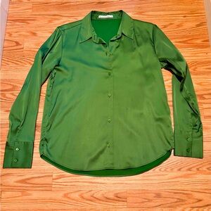 Abercrombie and Fitch Long sleeve green satin shirt size S
